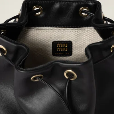 Miu Miu Leather Backpack With Front And Side Pockets