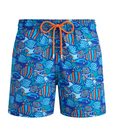 Vilebrequin Fishy Vibes Swim Shorts With Fish Pattern In Blue
