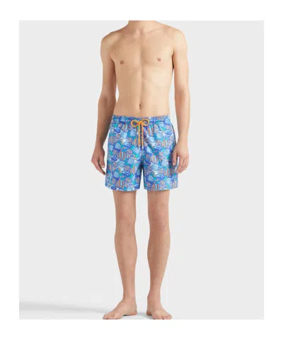 Vilebrequin Fishy Vibes Swim Shorts With Fish Pattern In Blue