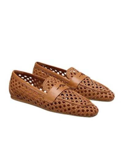 Stuart Weitzman Tea Woven Leather Loafers In Brown