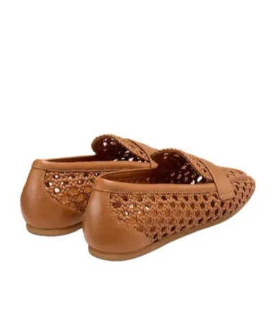 Stuart Weitzman Tea Woven Leather Loafers In Brown