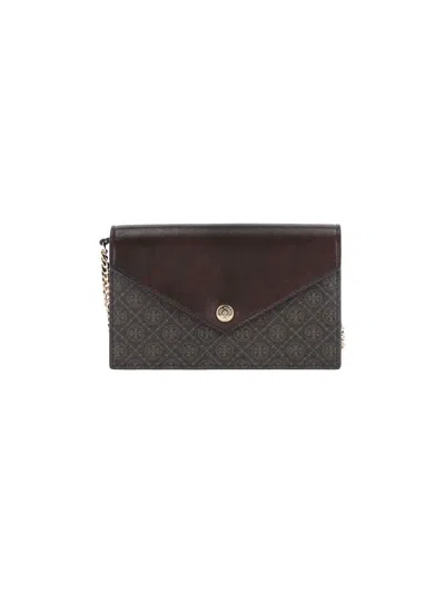 Tory Burch T-monogram Envelope Chain Wallet Crossbody Bag In Brown