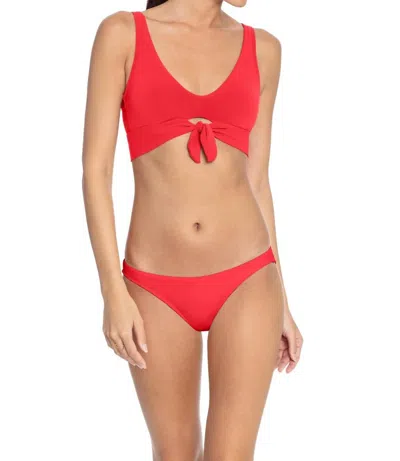 Robin Piccone Ava Clean Finish Bikini Bottom In Fiery Red