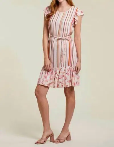 Tribal Ruffled Contrast Print Dress In Lollipop In Multi