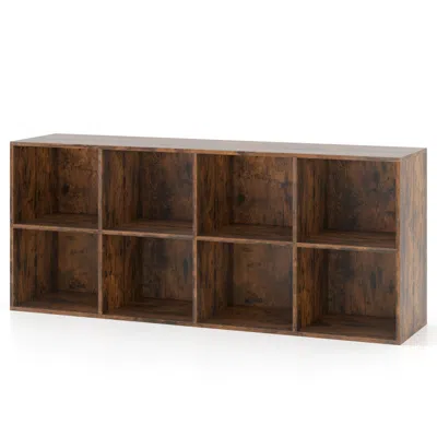 Hivvago 8-cube Bookcase Bookshelf With 2 Anti-tipping Kits Storage Organizer-rustic Brown