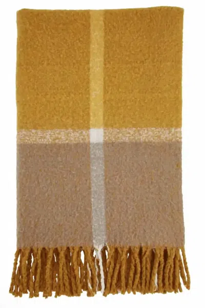 Mudpie Colorblock Blanket In Mustard
