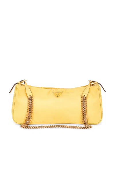 Pre-owned Prada Tessuto Bacheli Shoulder Bag In Yellow