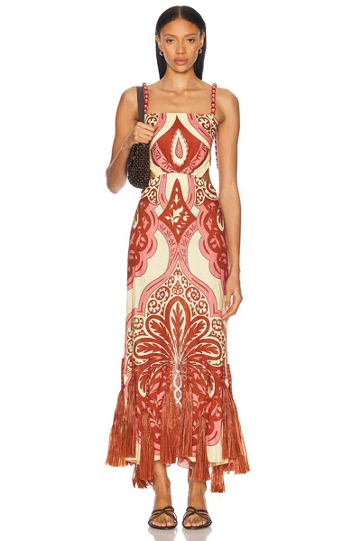 Johanna Ortiz Counter Rhythm Cutout Fringe Trim Linen Maxi Dress
