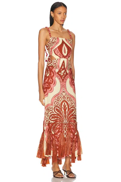 Johanna Ortiz Counter Rhythm Cutout Fringe Trim Linen Maxi Dress