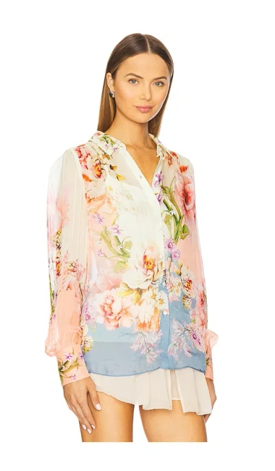 Hemant & Nandita Kavi Top With Inner Cami In Pink Blue Mix