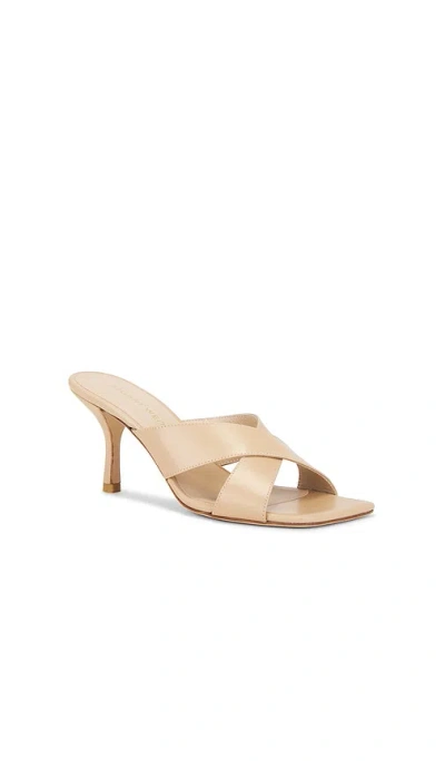 Stuart Weitzman Dayna Leather Crisscross Slide Sandals In Brown