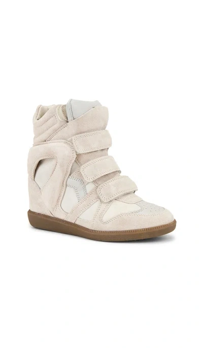 Isabel Marant Bekett Leather-trimmed Suede High-top Wedge Sneakers In Pink