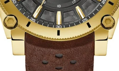 Bulova Luxury Icon Mens Brown Leather Strap Watch 97b216