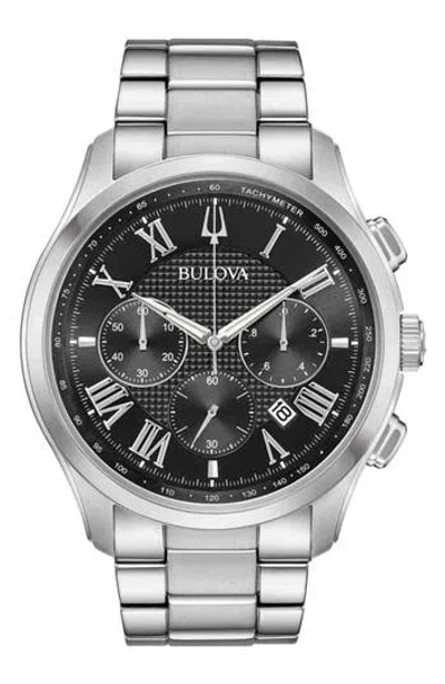 Bulova Wilton Mens Silver Tone Stainless Steel Bracelet Watch 96b288