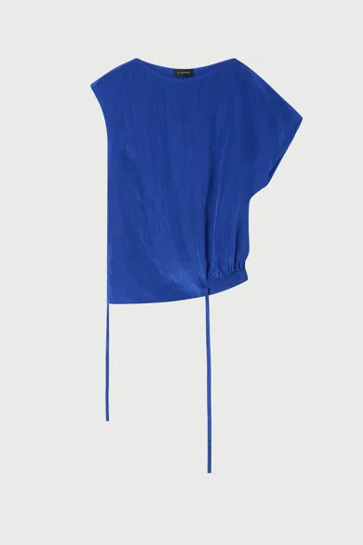 Lee Mathews Drawstring Asymmetric Blouse In Blue