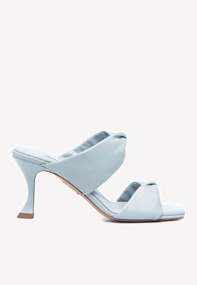Aquazzura Twist 95 Sandals In Soft Leather In Light Blue