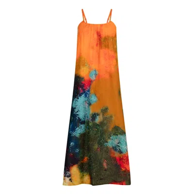 Dhara Sheth Dubai Women's Canvas & Chaos Abstract Print Spaghetti Strap Maxi Dress