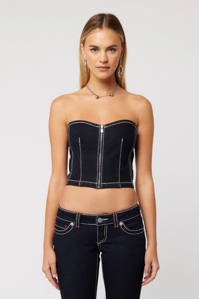 Abrand Cameron Denim Bustier In Black