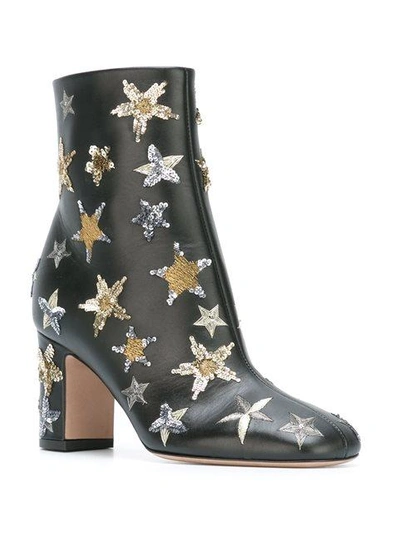 Valentino Garavani Leather Ankle Boots With Embroidery | ModeSens