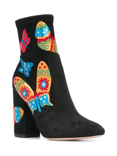Shop Valentino Garavani Butterfly Appliquéd Ankle Boots