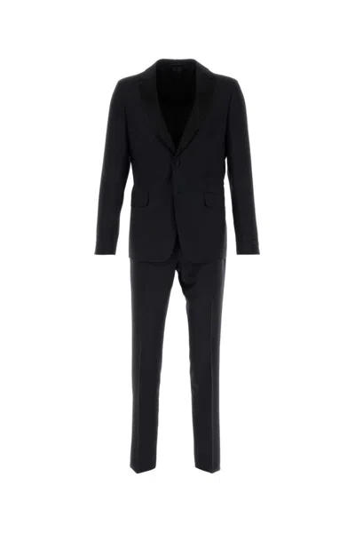 Prada Tailored Wool Blend Suit With Notched Lapel