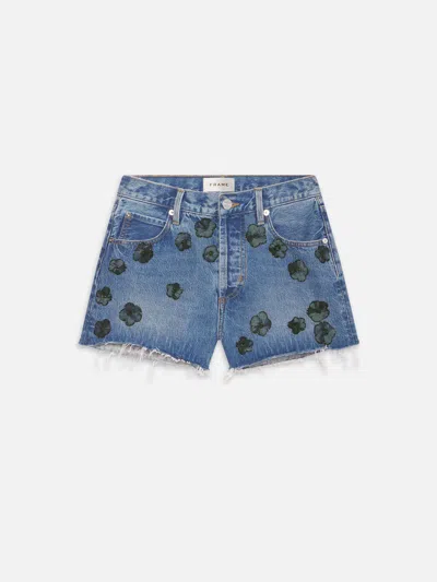 Frame The Hang Embellished Denim Shorts In Dark Wash