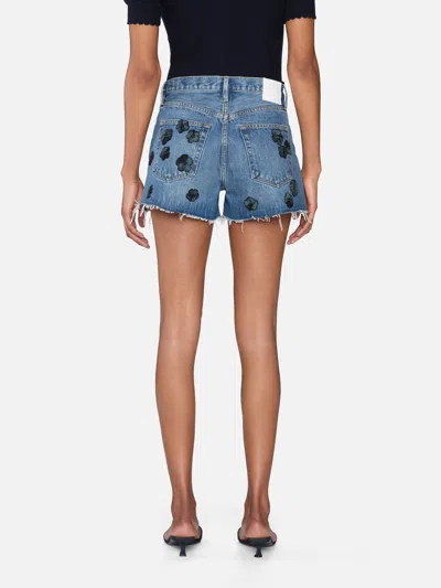 Frame The Hang Embellished Denim Shorts In Dark Wash