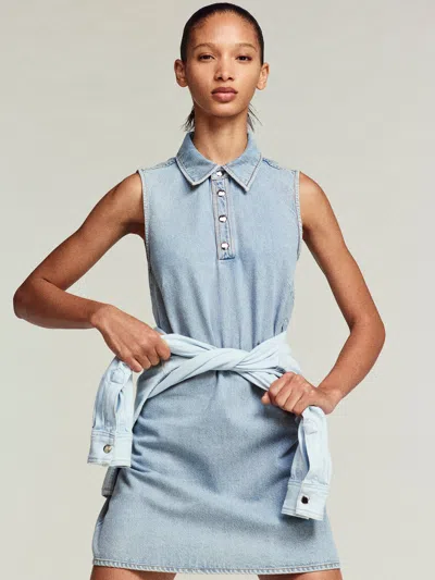 Frame The City Shift Denim Dress In Blue