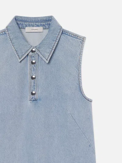 Frame The City Shift Denim Dress In Blue