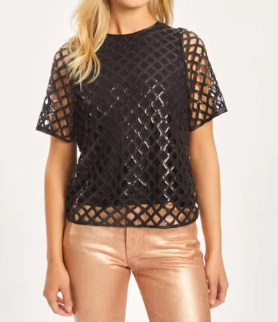 Caballero Carmen Black Openwork Sequin Top In Black