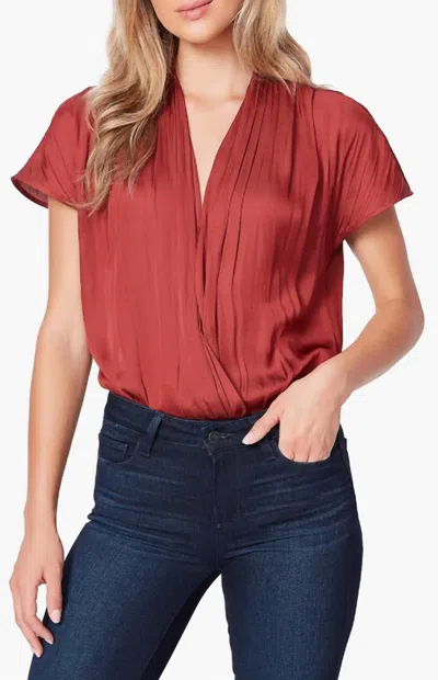 Paige Dijon Surplice Short Sleeves Bodysuit Spiced Apple In Rust