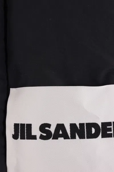Jil Sander Distinctive Edging Polyester Scarf In Black
