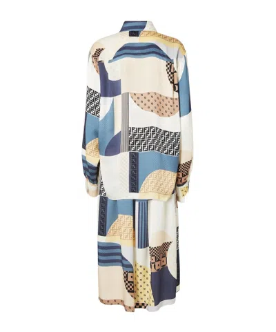 Fendi Midi Chemisier Patchwork Dress In Multi