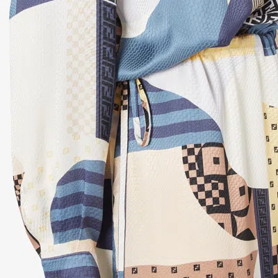 Fendi Midi Chemisier Patchwork Dress In Multi