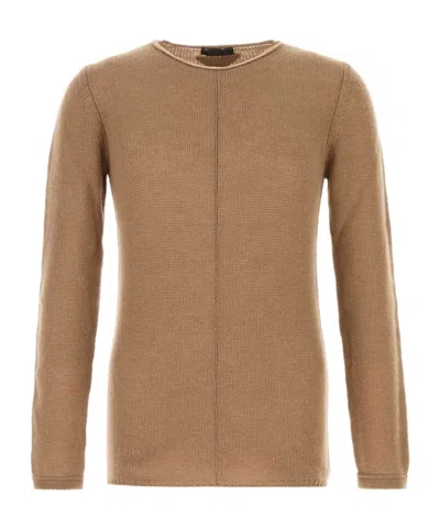 Prada Camel Cashmere Sweater In Brown