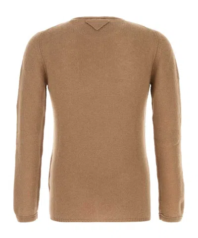 Prada Camel Cashmere Sweater In Brown