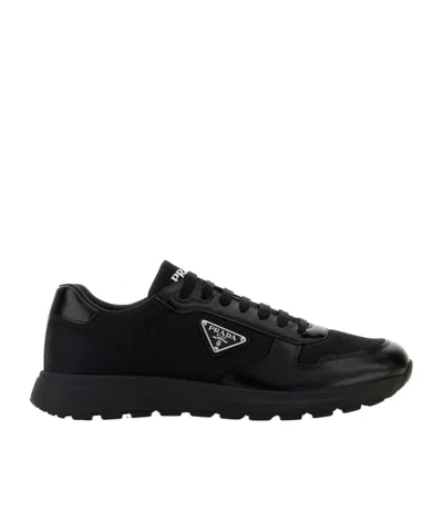 Prada Autry White Leather Medalist Sneakers In Black