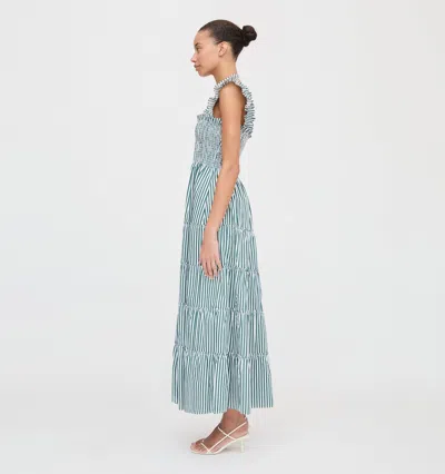 Hill House Home The Maternity Ellie Maxi Nap Dress Green Stripe In Blue