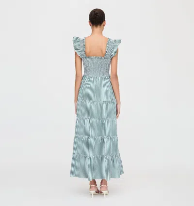 Hill House Home The Maternity Ellie Maxi Nap Dress Green Stripe In Blue