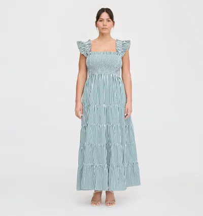 Hill House Home The Maternity Ellie Maxi Nap Dress Green Stripe In Blue