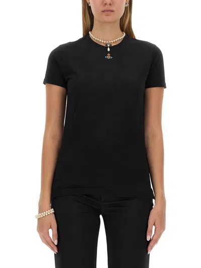 Vivienne Westwood Orb Logo-embroidered T-shirt In Black