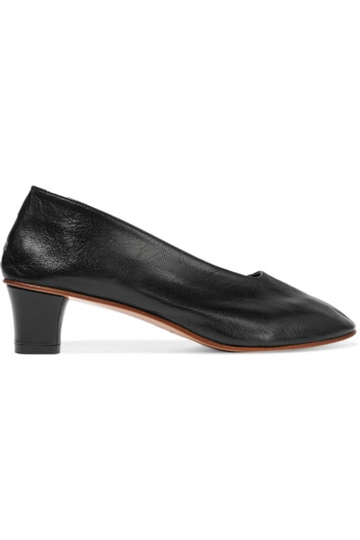 Martiniano High Glove Leather Pumps In Navy