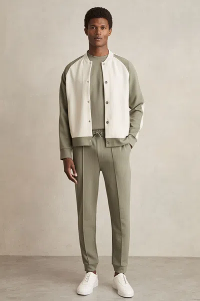 Reiss Mens Dark Sage Green Premier Drawstring-waist Regular-fit Stretch-jersey Jogging Bottoms Xxl