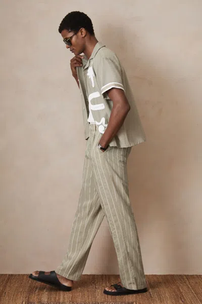 Reiss Stone | Ché Pinstripe Wide-leg Trousers