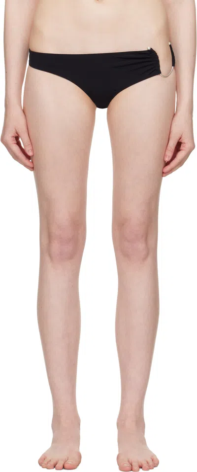 Christopher Esber Black Ruched Crescent Side Bikini Bottom In Black