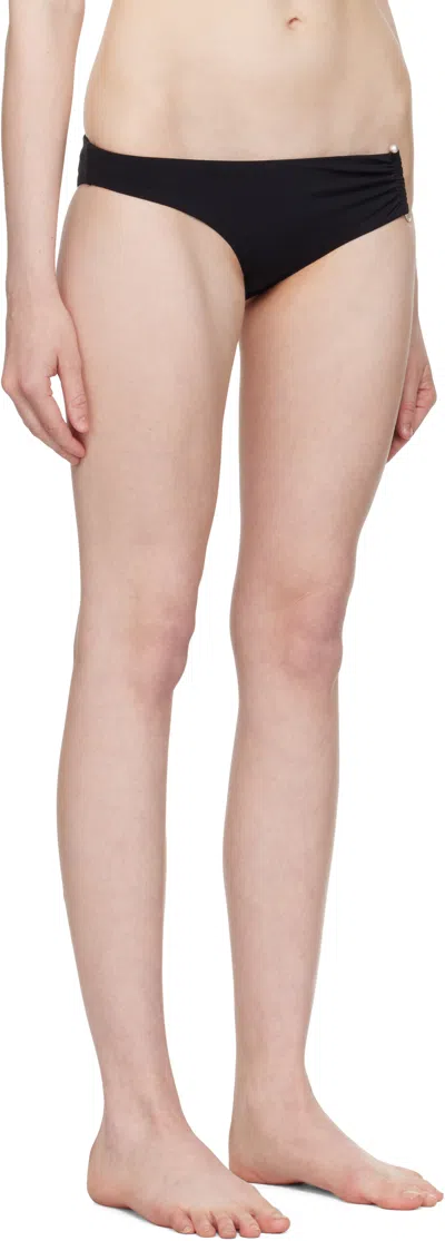 Christopher Esber Black Ruched Crescent Side Bikini Bottom In Black