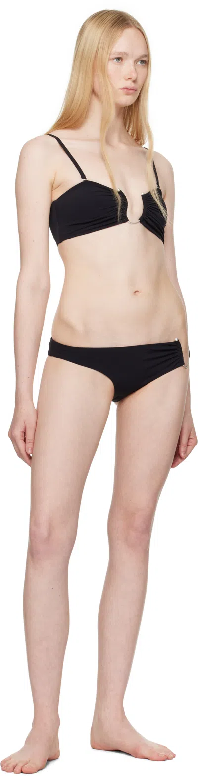 Christopher Esber Black Ruched Crescent Side Bikini Bottom In Black