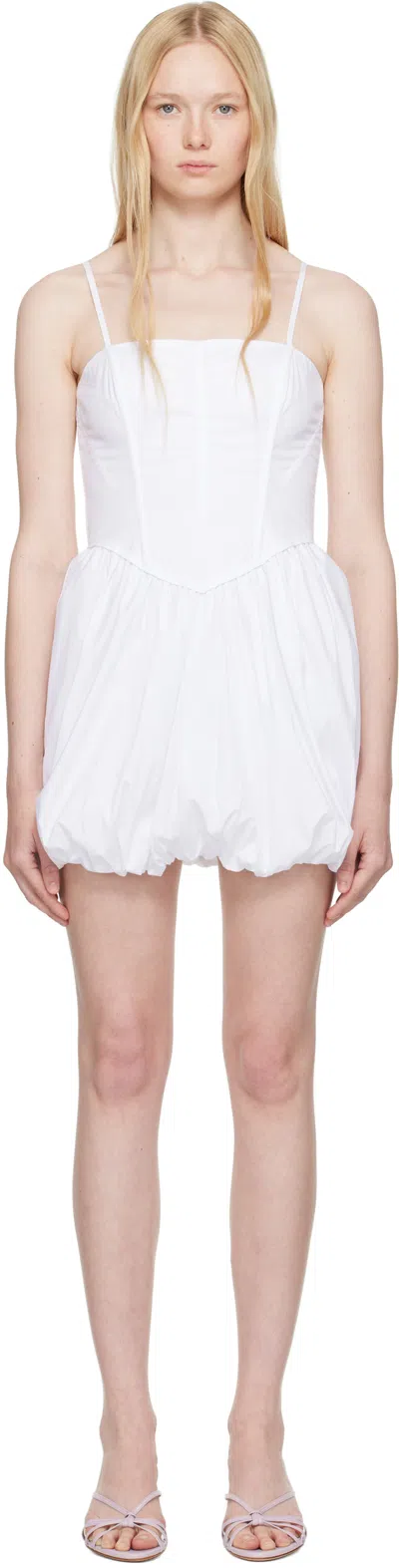 Fleur Du Mal Corset Bubble Mini Dress In White