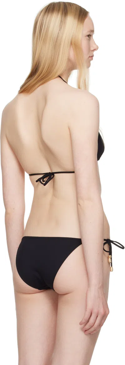 Eres 'ephemere' Black Bikini Top With Beaded Embellishmentsand Triangular Cup In Black