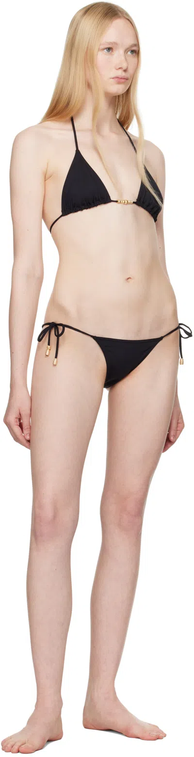 Eres 'ephemere' Black Bikini Top With Beaded Embellishmentsand Triangular Cup In Black